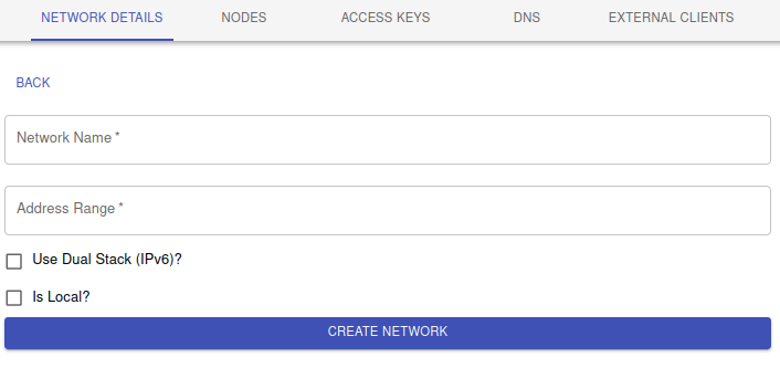 Create Network Screen